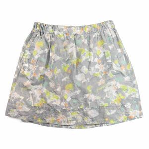 Floral Mini Skirt J.Crew Gray Yellow Cotton Elastic Waist Casual XS